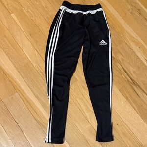 Adidas Black Joggers with White Stripes XS